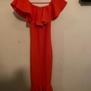 Orange strapless dress
